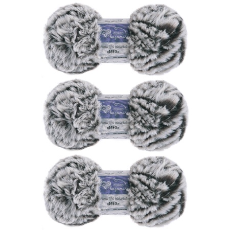 Пряжа Люблю вязать 'Мех' 100г 55м (100% полиэстер) (43 черно-белый)