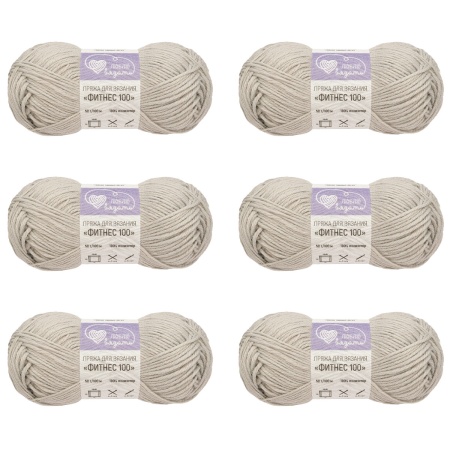 Пряжа Люблю вязать 'Фитнес 100' 50гр 100м (100% Полиэстер) (910 светло-серый)