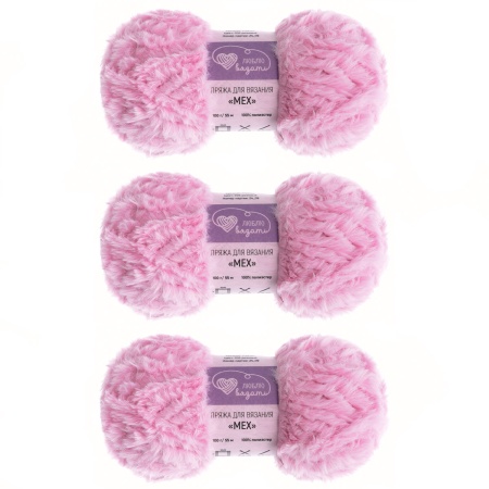 Пряжа Люблю вязать 'Мех' 100г 55м (100% полиэстер) (005 розовый)