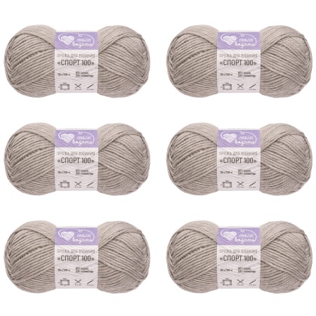 Пряжа Люблю вязать 'Спорт 100' 50гр 100м (80% акрил, 20% полиэстер) (910 cветло-серый)