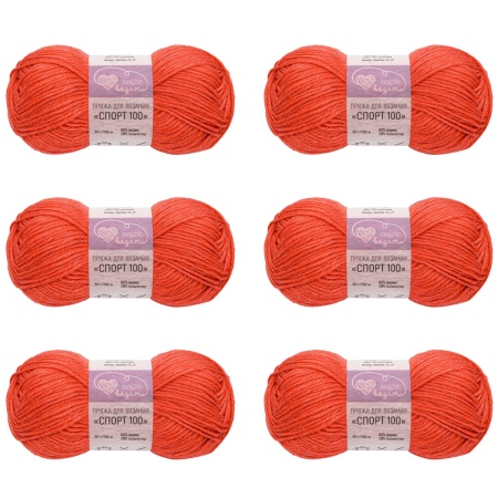 Пряжа Люблю вязать 'Спорт 100' 50гр 100м (80% акрил, 20% полиэстер) (150 красный)