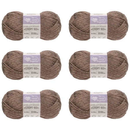 Пряжа Люблю вязать 'Спорт 100' 50гр 100м (80% акрил, 20% полиэстер) (868 коричневый)