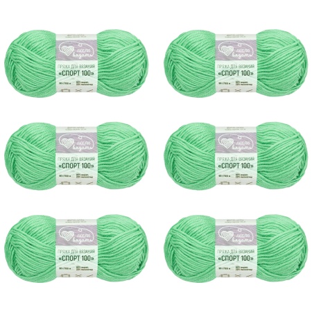 Пряжа Люблю вязать 'Спорт 100' 50гр 100м (80% акрил, 20% полиэстер) (414 мятный)