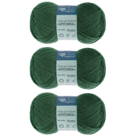Пряжа Люблю вязать 'Брусника' носочная 100гр 400м (75% шерсть, 25% нейлон) (480 зеленый)