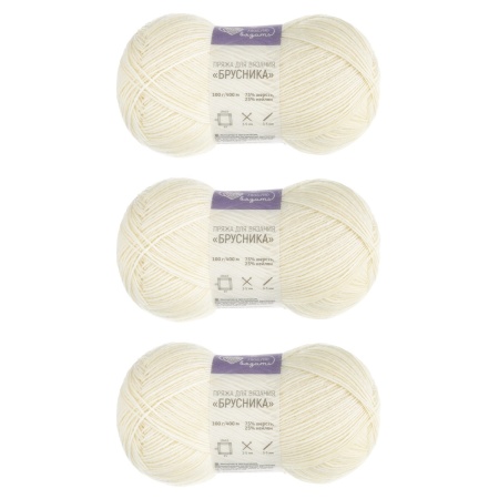 Пряжа Люблю вязать 'Брусника' носочная 100гр 400м (75% шерсть, 25% нейлон) (001 белый)