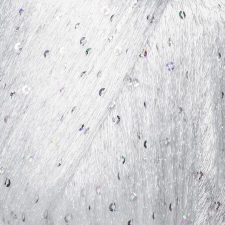 Пряжа Люблю вязать 'Пайетки' 50гр 260м (100% полиэстер) (174 белый/AB серебро)