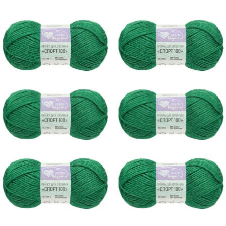 Пряжа Люблю вязать 'Спорт 100' 50гр 100м (80% акрил, 20% полиэстер) (467 зеленый луг)