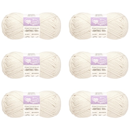 Пряжа Люблю вязать 'Фитнес 100' 50гр 100м (100% Полиэстер) (001 белый)