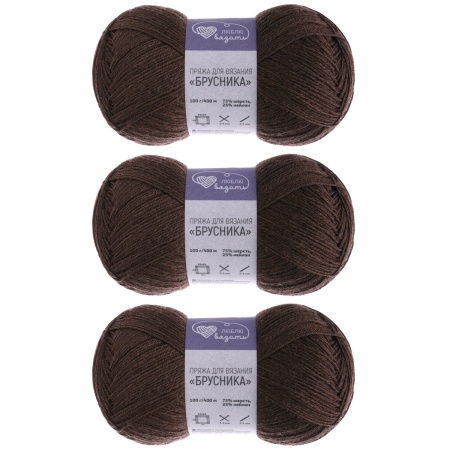 Пряжа Люблю вязать 'Брусника' носочная 100гр 400м (75% шерсть, 25% нейлон) (880 коричневый)
