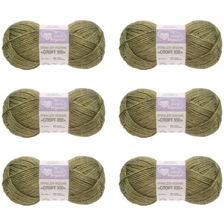 Пряжа Люблю вязать 'Спорт 100' 50гр 100м (80% акрил, 20% полиэстер) (489 хаки)